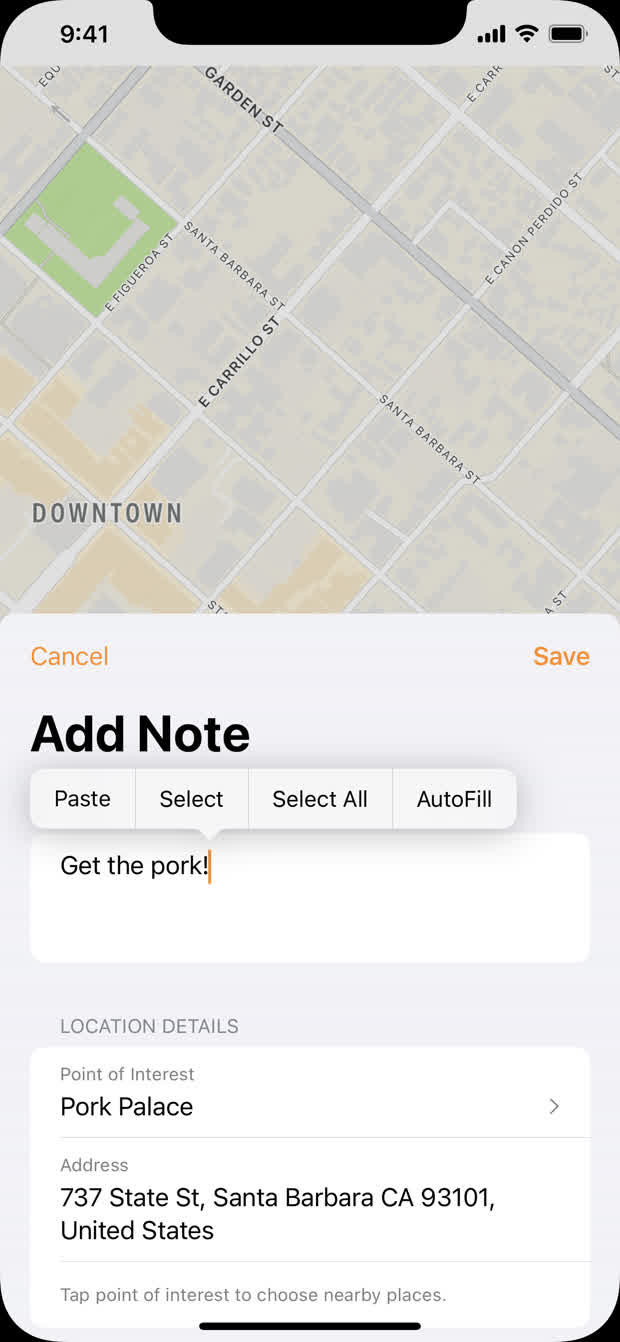Add note flow screen